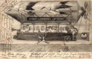 Storch's Lenkbares Luftschiff zur Madame Meier B.K.W.I. No. 765/5 / Zeppelin airship, babies (fa)