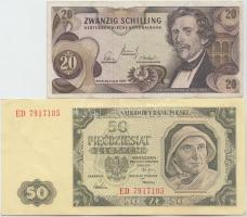 10db vegyes magyar pengő bankjegy + Ausztria 1967. 20Sch + Lengyelország 1948. 50Zl T:vegyes
10pcs o...