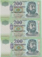 2007. 200Ft (3x) sorszámkövetők T:I,I-