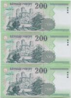 2007. 200Ft (3x) sorszámkövetők T:I,I-