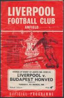 1966 Liverpool - Honvéd Európa Kupa negyeddöntő football mérkőzés meccsfüzete / Football match booklet of UEFA cup quarter final