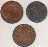 1767. 1/2 Rézdénár "Madonna" + 1781S 1/4kr Cu + 1851B 1/2Kr Cu T:2-,3