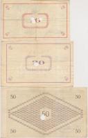 Pápa 1919. május 8. "Pápai csekk" 10K + 20K + 50K mind lyukasztással érvénytelenítve és ov...
