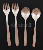 UNITED AIRLINES ezüstözött kanál és villa International Silver Co.), 2+2db / UNITED AIRLINES SPOON and Fork silver plate, 2+2pz, 14,5cm