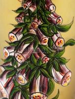 Poschinger virág mintás díszváza, irizáló üveg test, zománc festett, hibátlan, jelzés nélkül, m:25 c...