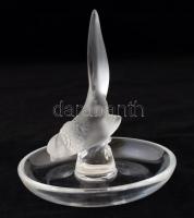 Lalique kristály gyűrűtartó, formába öntött, jelzett, apró csorbával, m:10 cm / Lalique crystal bird ring holder