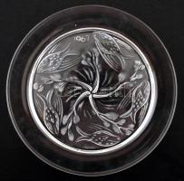 Lalique halas tányér, formába öntött, jelzett, apró belső csorbával, d:21 cm / Lalique plate