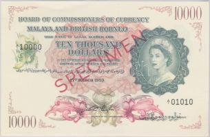 Malaya és Brit Borneo 1953. 10.000$ replika T:I Malaya and British Borneo 1953. 10.000 Dollars replica C:UNC