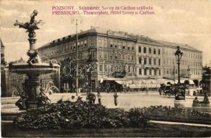 Pozsony, Színház tér, Savoy és Carlton szálloda / square, hotels