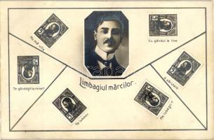 Limbagiul marcilor / Romanian Stamp language postcard