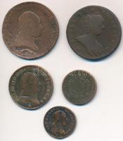 1765-1860. 5db-os krajcár tétel, közte magyar és osztrák verdejelűek is T:2-,3