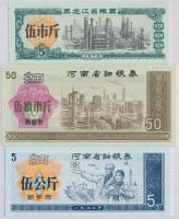 Kína ~1970-1980. 3db klf rizsjegy T:I China ~1970-1980. 3pcs of diff rice coupons C:UNC