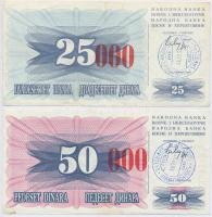 Bosznia-Hercegovina 1992. 25.000D + 50.000D T:II-,III Bosnia-Herzegovina 1992. 25.000 Dinara + 50.000 Dinara C:VF,F