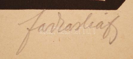 Farkasházy Miklós (1895-1964): "Fragmentum". linómetszet, jelzett, 18. sorszámú, 37x25,5cm