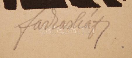 Farkasházy Miklós (1895-1964): "Gránitfej". linómetszet, jelzett, 10. sorszámú, 37x25,5cm