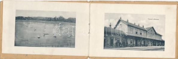 Tata - levelezőlap benne 8 képből álló füzet (vasútállomás, laktanya, harangláb, mecset stb.)