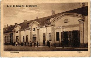 Jánosháza, Főtér, polgári iskola; Markovits Hermann kiadása