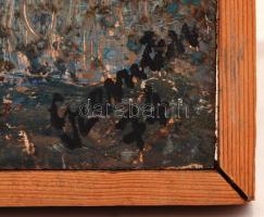 Szemán Imre: Belső udvar. Vegyes technika, farost, jelzett, keretben, 73×43 cm