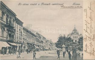 Kassa, Fő utca, színház, Nyulászi Béla kiadása / main street, theatre (Rb)