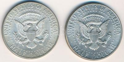 Amerikai Egyesült Államok 1966-1967. 1/2$ Ag Kennedy (2x) T:2,2- USA 1966-1967. 1/2 Dollar Ag Kennedy (2x) C:XF,VF