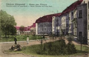 Pöstyén, Thermia szálló, Irma-fürdő; Vogel Samu kiadása / spa hotel buildings