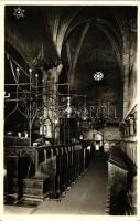 Praha, Prague; The jewish banner and gothic vault in the Old-New Synagogue