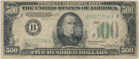 Amerikai Egyesült Államok 1934A 500$ "Federal Reserve Note" T:III,III- tűlyuk,firka USA 1934A 500 Dollars "Federal Reserve Note" C:F,VG needle hole,doodle Krause 434