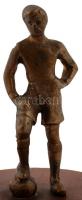 Réz futballista fa posztamensen, jelzés nélkül, 14cm