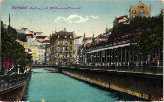 Karlovy Vary, Karlsbad; Stadthaus und Mühlbrunnen-Kolonnade / town hall (EK)