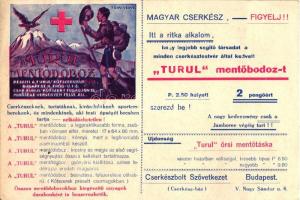 Turul mentődoboz, Cserkészbolt Szövetkezet / scouting first aid box advertisement (18.5 cm × 12 cm)