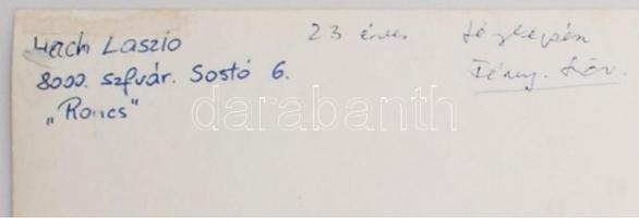 cca 1970 Hach László: Roncs, feliratozott vintage fotóművészeti alkotás, 37x30 cm