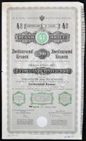 Ausztria / Bécs 1899. Osztrák Jelzálogbank részvénye 2000K-ról, szárazpecséttel T:III Austria / Vienna 1899. Oesterreichische Hypothekenbank share about 2000 Corona with embossed stamp C:F