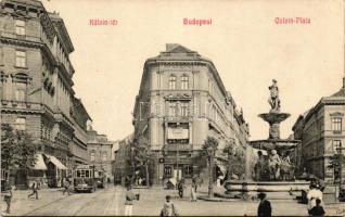 Budapest VIII. Kálvin tér, Magyar Lámpagyár áruháza, villamosok