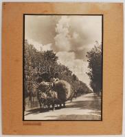cca 1940 Thöresz Dezső (1902-1963): Szénás szekér, jelzés nélküli, feliratozott vintage fotóművészet...