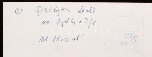 1984 Göbölyös László: Akt lánccal, feliratozott vintage fotóművészeti alkotás, 25x39 cm /
1984 Lászl...