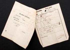 1864 Vízivárosi illetőségű beteg személy magyar és német nyelvű, kitöltött szegénységi és illetőségi...