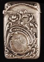 cca 1880 Ezüst gyufatartó, holdkoronás fémjel, Ag., 12g, 5x3cm/ Silver match holder, moon crown hallmark, Ag. 12g, 5x3cm