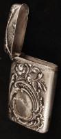 cca 1880 Ezüst gyufatartó, holdkoronás fémjel, Ag., 12g, 5x3cm/ Silver match holder, moon crown hall...