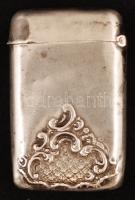 cca 1880 Ezüst gyufatartó, holdkoronás fémjel, Ag., 12g, 5x3cm/ Silver match holder, moon crown hall...