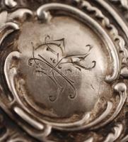 cca 1880 Ezüst gyufatartó, holdkoronás fémjel, Ag., 12g, 5x3cm/ Silver match holder, moon crown hall...