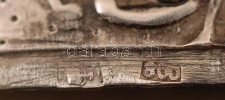 cca 1880 Ezüst gyufatartó, holdkoronás fémjel, Ag., 12g, 5x3cm/ Silver match holder, moon crown hall...