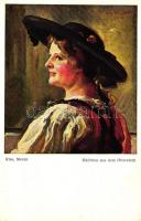 3 db RÉGI olasz folklór témájú művészlap, Meran / 3 old motive cards, Italian folklore, artist