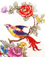 Hollóházi madaras váza, matricás, jelzett, hibátlan, m:33 cm