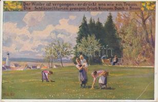 3 db RÉGI Paul Hey művészlap, vegyes minőségű / 3 old motive cards, artist, Paul Hey, mixed quality