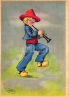 6 db RÉGI gyermek motívumú képeslap, pinx. Wildens  / 6 old motive cards, children