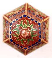 Finom, igen aprólékos rekeszzománc fedeles kisváza, jelzés nélkül, 6,5cm