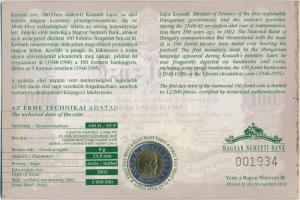 2002. 100Ft "Kossuth" elsőnapi veret sorszámozott, kissé szennyezett díszlapon T:BU