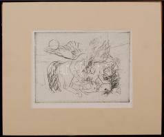 Reich Károly (1922-1988): Ady illusztráció. Hidegtű, papír, jelzett, paszpartuban, 12×15 cm