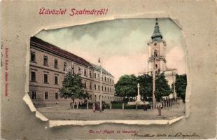 1899 Szatmár, Református főgimnázium, templom; kiadó Reizer János / grammar school, church