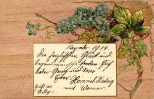 Grapes greeting card, Emb. litho (cut)